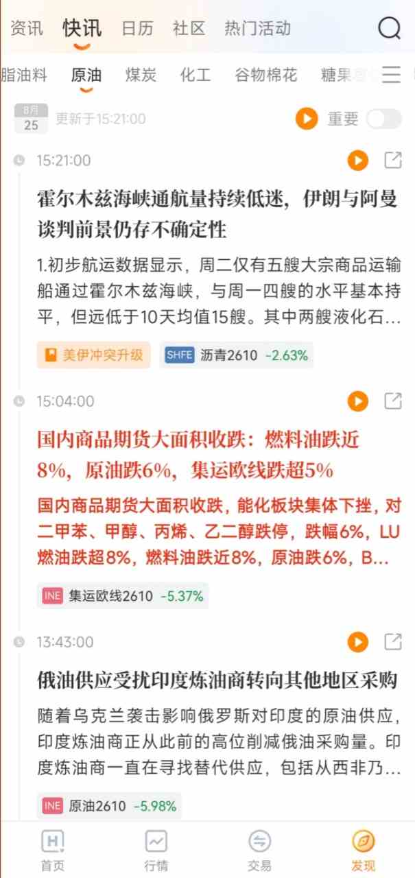 哪个APP能同时看WTI、布伦特与暗盘原油?